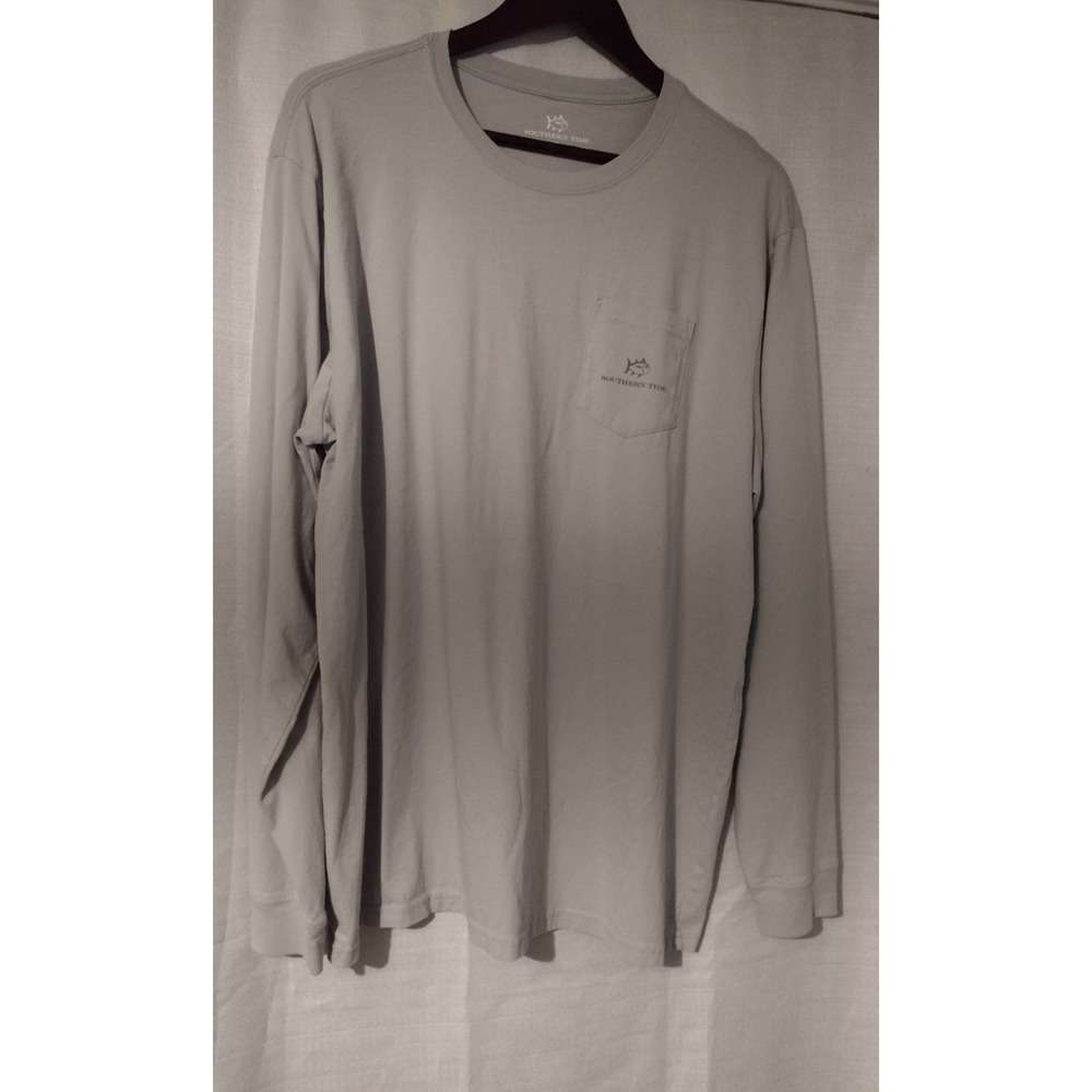 Southern Tide T-Shirt Mens XL Long Sleeve Fishing Polyester Blend Gray
